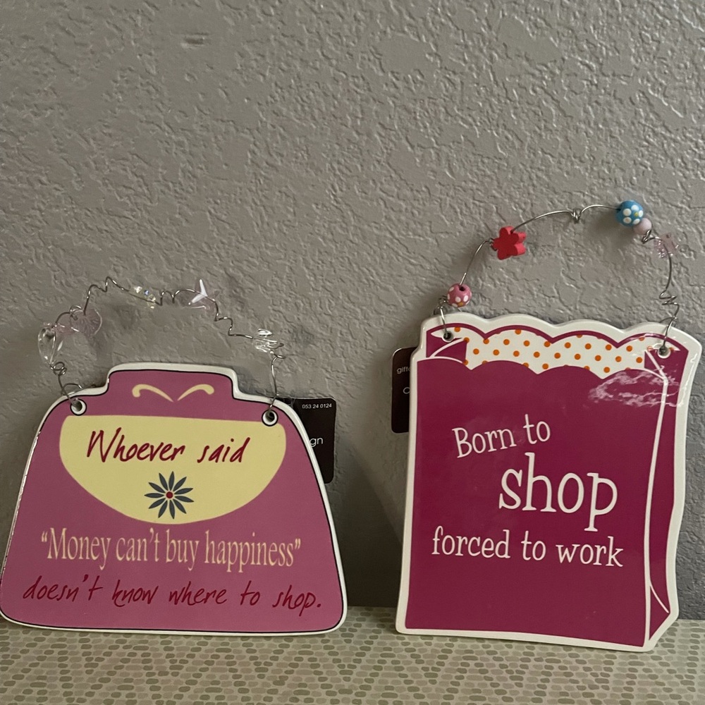 New Hanging Ceramic Wall Decor Plaques Lot of Two Vintage